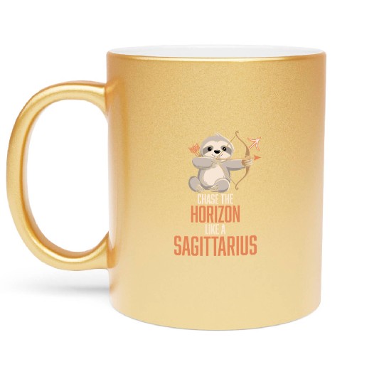 Chase The Horizon Like A Sagittarius Zodiac Sloth Metallic Mugs