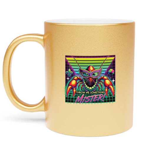Mardi Gras Crawfish Throw Me Something Mister Metallic Mugs