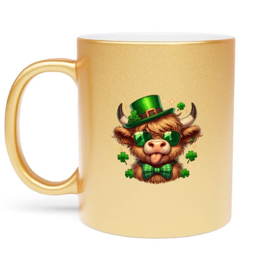 St Patricks Day Metallic Mugs - Irish Lucky cow