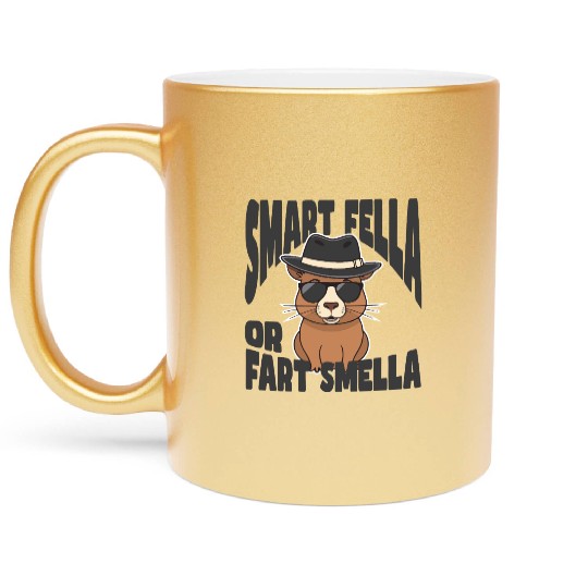 Smart Fella or Fart Smella – Capybara Knows Best Metallic Mugs