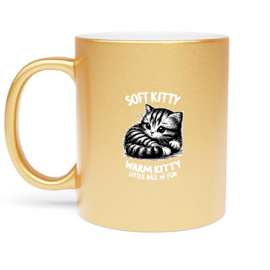 Soft Kitty (dark) Metallic Mugs