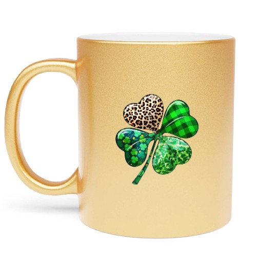 St. Patrick's Day Shamrock Irish Leopard Metallic Mugs
