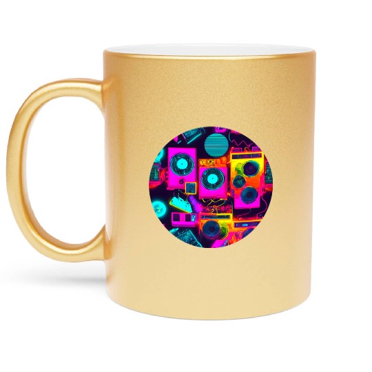 Vintage 80s party old school Metallic Mugs