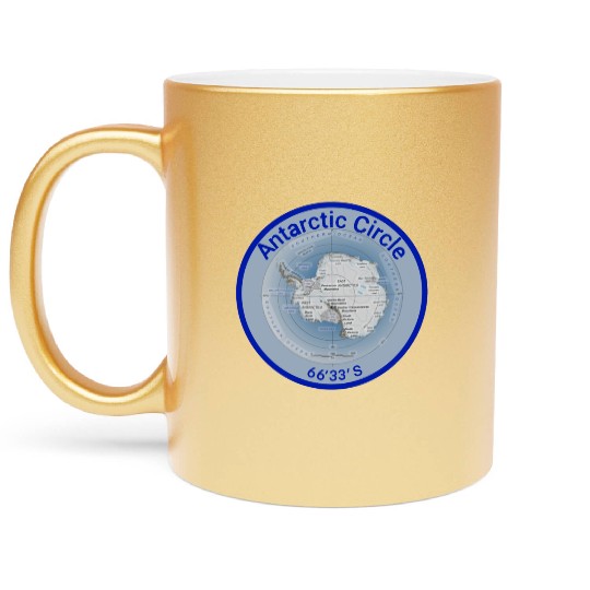 Antartic circle map with Latitude Metallic Mugs