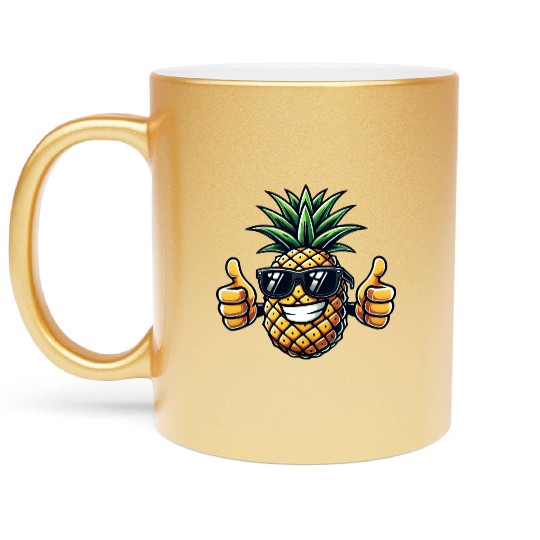 Fruity Pineapple Cool Sunglasses Tropical Fruit Metallic Mugs