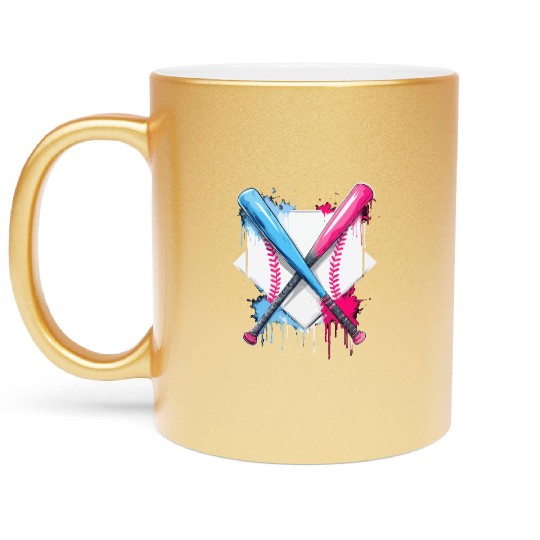 Ice Cream Drip Baseball Bat Baseball Player Metallic Mugs