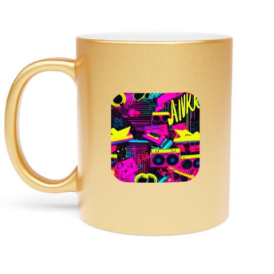 Vintage 80s party old school Metallic Mugs