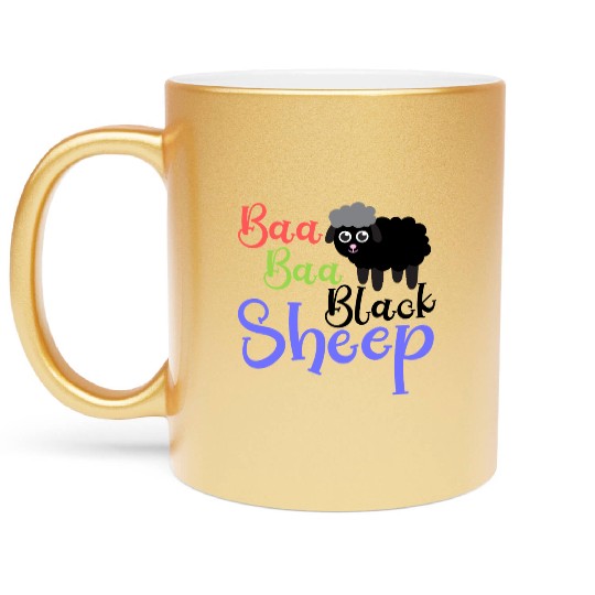 Baa Baa Black Sheep – Whimsical Nursery Rhyme Art Metallic Mugs