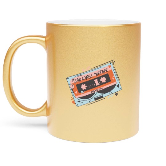 Vintage Sad Songs Mixtape Design Metallic Mugs