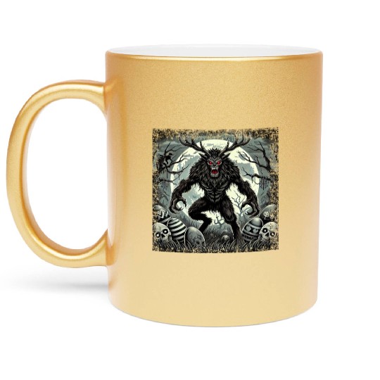 Wendigo Monster Deer Easter Werewolf Creepy Metallic Mugs