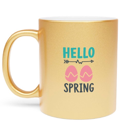 Hello Spring - Spring Design with Easter Eggs Metallic Mugs