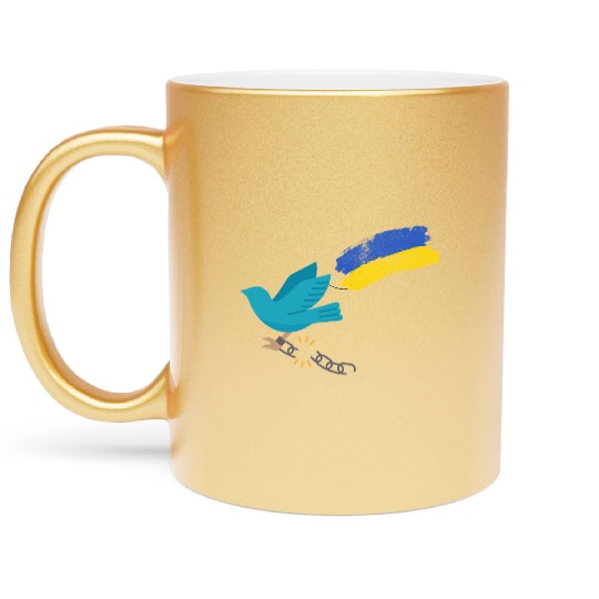 Dove of peace carrying the flag of Ukraine Metallic Mugs