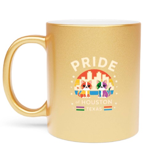 Pride of Houston City Texas USA Rainbow Flag Metallic Mugs