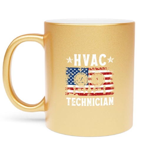 HVAC Technician Patriotic US American Flag Metallic Mugs