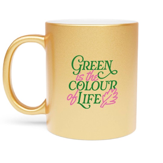 Vibrant Green Life Affirmation Metallic Mugs