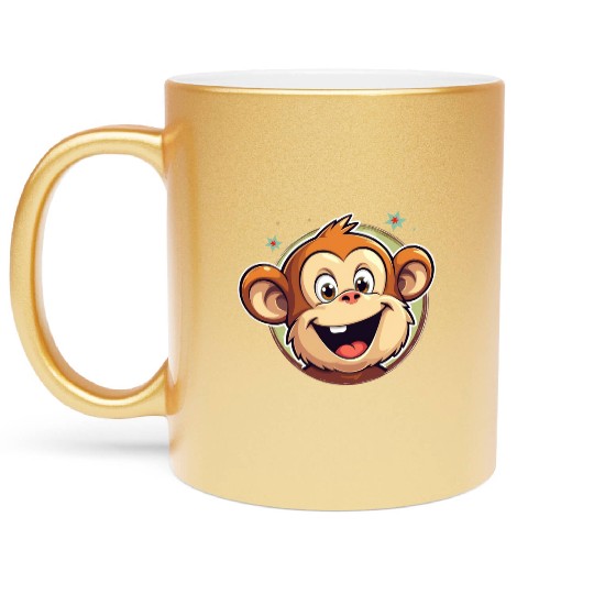 Cute Cartoon Monkey Face Metallic Mugs
