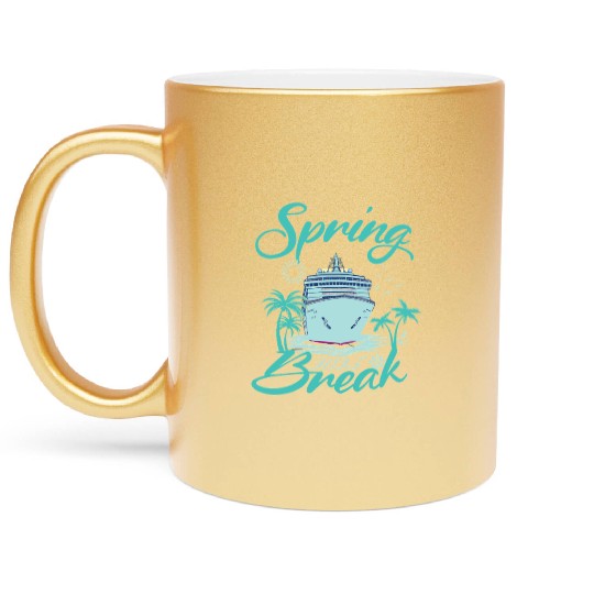Spring Break 2025 Cruise Ship Retro Design Metallic Mugs