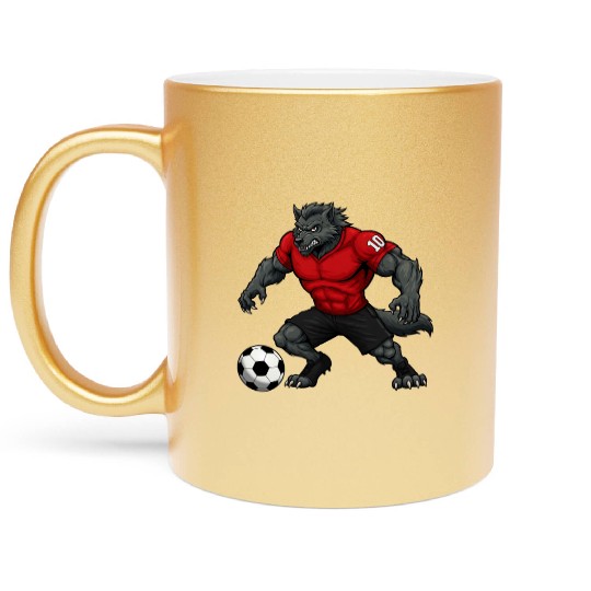 Wolf footballer Metallic Mugs