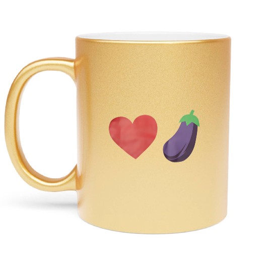 Love Eggplant Funny Gay LGBTQ Pride Metallic Mugs