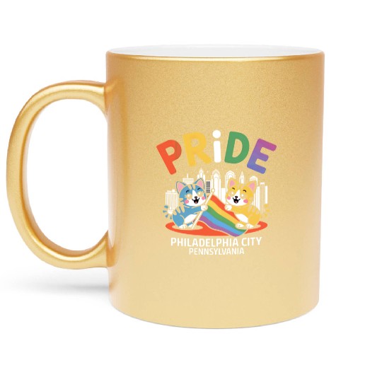 Pride Month Philadelphia City Pennsylvania USA Rai Metallic Mugs