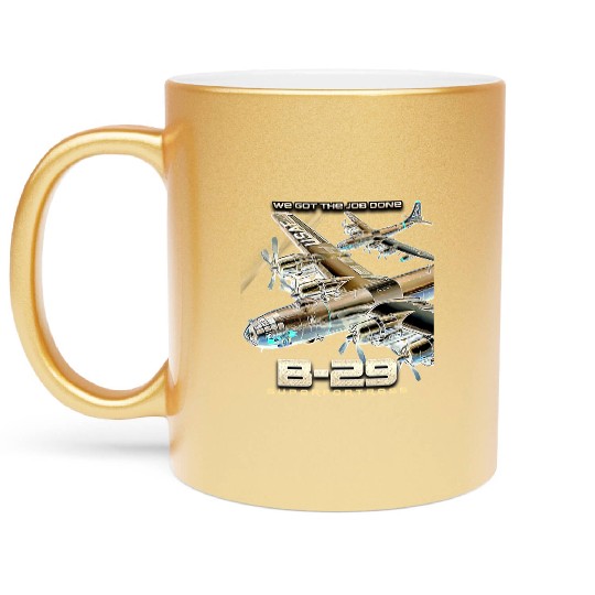 B29 Superfortress War II-era Bomber Aircraft Metallic Mugs
