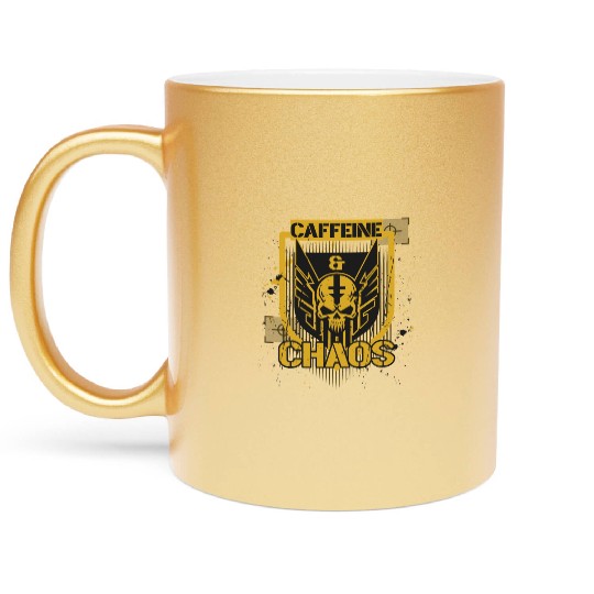 Caffeine & Chaos Metallic Mugs