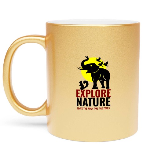 Explore Nature Elephant Squirrel Art Metallic Mugs