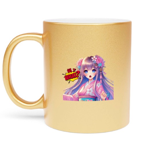 Kawaii Kimono Girl Metallic Mugs