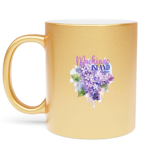 Mackinac Island Michigan Lilacs Lilac Festival Sta Metallic Mugs