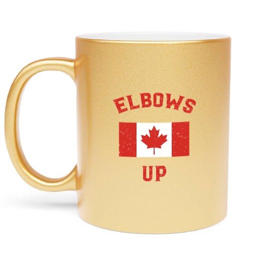 Elbows Up Canada Vintage Anti Trump Tarriff Slogan Metallic Mugs