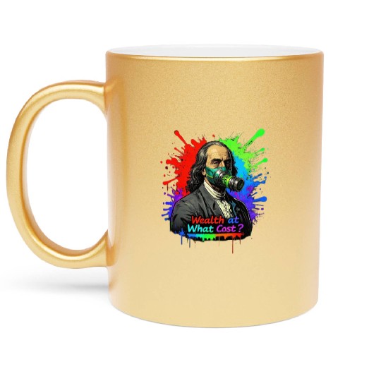 "Rich But Breathless: Wealth's Toxic Price" Metallic Mugs