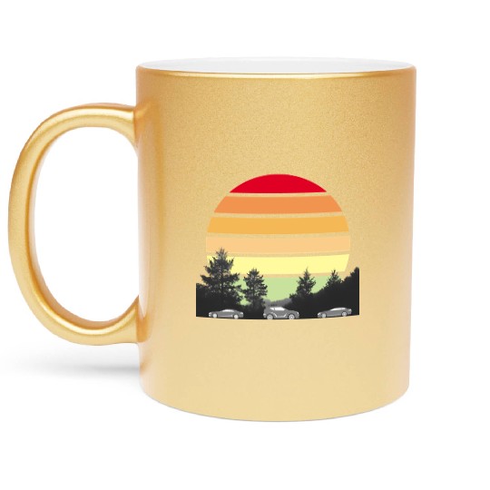 Green Horizons – Sun, Trees, and Vehicles Logo Metallic Mugs