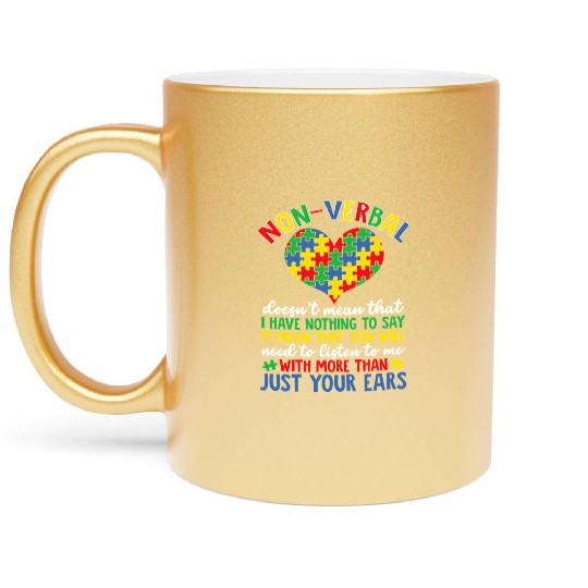 Support Autistic Adults Kids Metallic Mugs