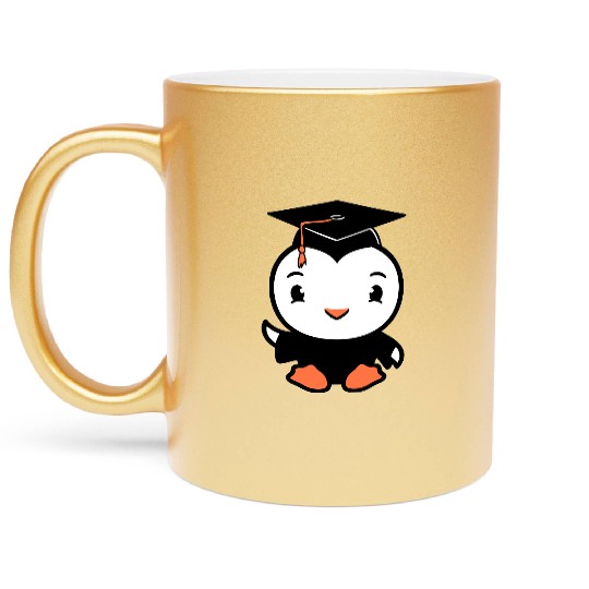 Bird School College Graduation Hat Education Cute Metallic Mugs