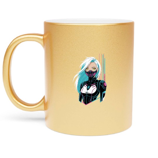 Cyberpunk Girl Metallic Mugs