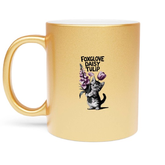 Subtle Floral Anti Trump Flowers Foxglove Daisy Metallic Mugs
