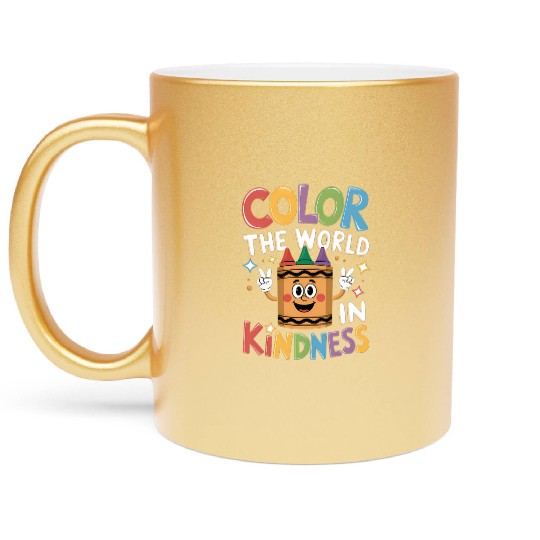 Teacher Back To School Color In Kindness Crayon Metallic Mugs
