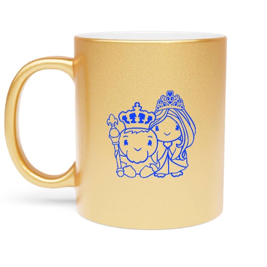 2 Ducks King Queen Prince Princess Couple Crown Metallic Mugs