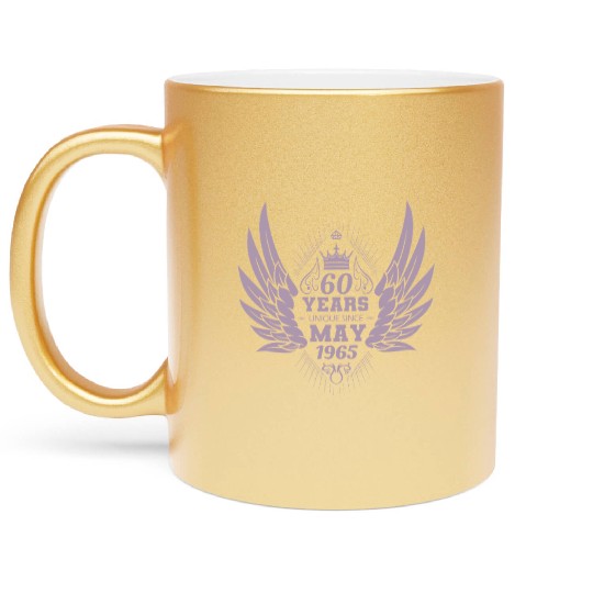 60th birthday angel wings unique since May 1965 Metallic Mugs