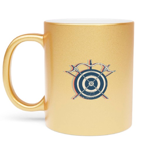 Archery Archer Bow and Arrow Retro Line Art Metallic Mugs