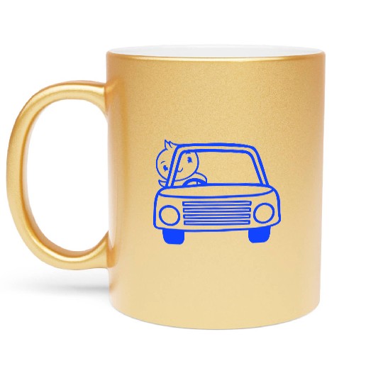 Duck Car Driver Fast Vehicle Greeting Waving Cute Metallic Mugs