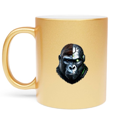 Cyborg Gorilla Metallic Mugs