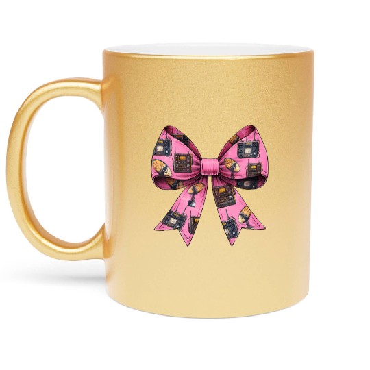 Coquette Bow Ham Radio Pattern Operator Metallic Mugs