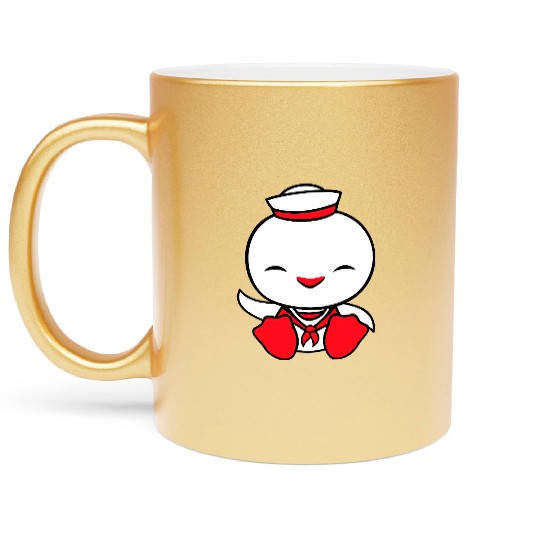 Duck sailor sailor hat waving happily fisherman Metallic Mugs