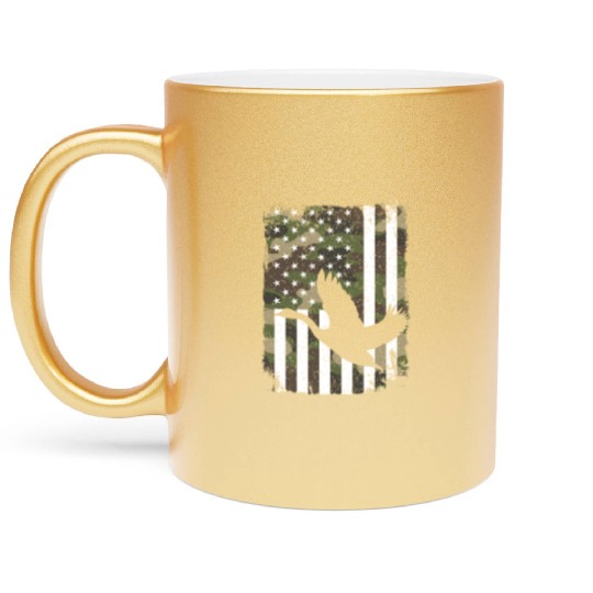Goose Hunting Camo US Flag For Hunter Camouflage Metallic Mugs