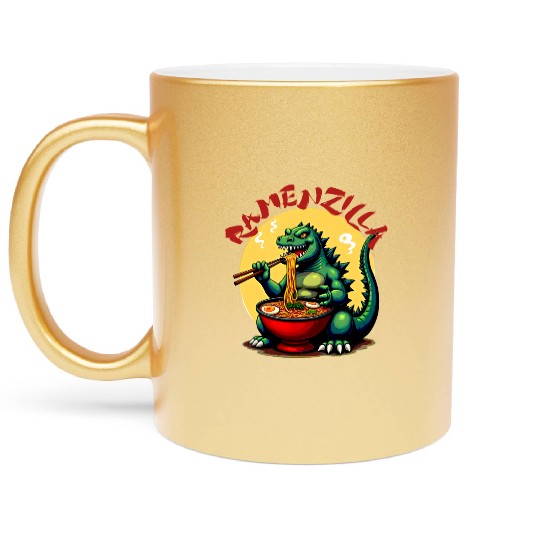 RamenZilla Ramen Noodle Loving Kaiju Monster Metallic Mugs
