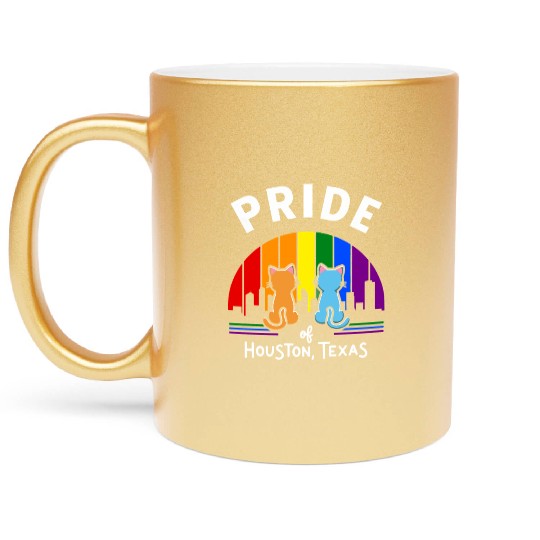 Pride of Houston City Texas USA Rainbow Flag Metallic Mugs