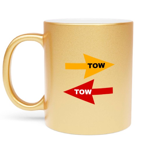 tow arrow stickers red yellow to vehicles racecar Metallic Mugs