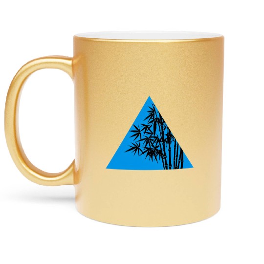 A Blue Triangle and Bamboo Metallic Mugs