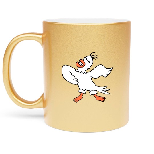 Seagull bird dances happily celebrates cheerful Metallic Mugs